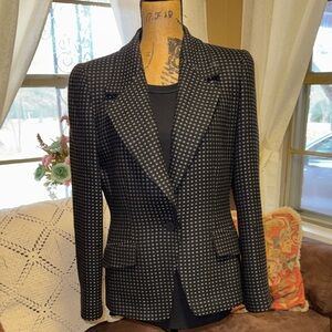 Ellen Tracy Black and White Patterned Blazer